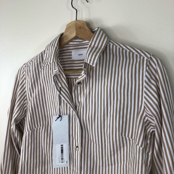 KOTN White Gold Striped collared shirt size US 4 - Picture 3 of 11